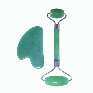 ลูกกลิ้งนวดหน้าและแผ่นกัวซาอะเวนเจอรีนสีเขียว ชุด 2 ชิ้น อุปกรณ์นวดบำรุงผิวหน้า - Product Image 2