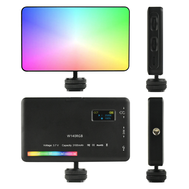 Fosoto W140rgb Portable Mini Size Led Camera Light Rechargeable Led Panel Lamp For Camera Phone Photography Rgb Led Video Light