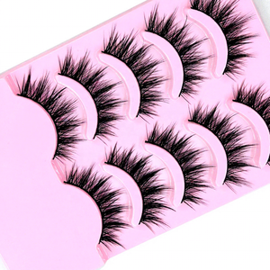 Cinq paires de faux cils en fibre plate bouclée allongée épaisse faits à la main avec une épaisseur de 0,07 mm Bande en <span class=keywords><strong>coton</strong></span> <span class=keywords><strong>plastique</strong></span> réutilisable - Product Image 3