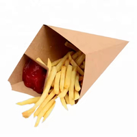 Boîtes à fast-food en papier kraft pour frites, poulet frit, chips, snacks, avec revêtement UV, emballage recyclable
