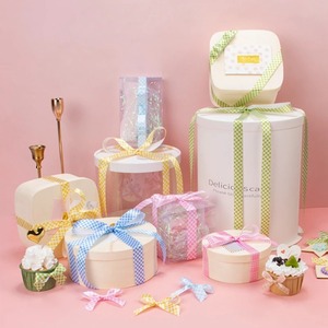 Rubans cadeaux en polyester écologiques Curlie Bow aux couleurs pastel avec motifs à carreaux 120 cm pour emballage décoratif - Product Image 6