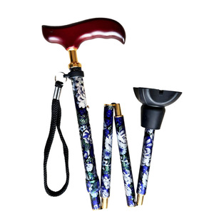 Canne pliante imprimée Hoshi en alliage d'aluminium, cinq sections, motif floral, pour personnes âgées, aide à la marche, cadeau - Product Image 4