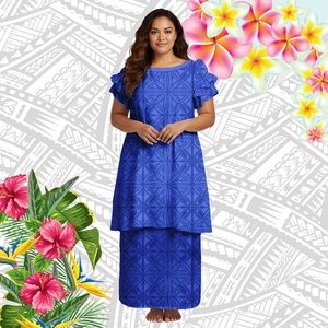 Vêtements tribaux polynésiens grande taille, robes Puletasi samoanes pour femmes, imprimé, soirée, fête, Puletasi Samoa, ensemble 2 pièces - Product Image 1