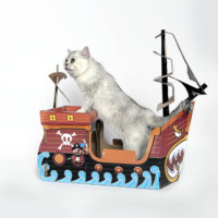 Produits créatifs pour animaux de compagnie, maison pour chats en papier ondulé durable, grattoir pour chats en carton