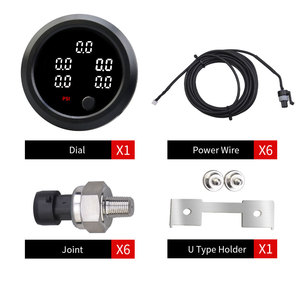 새로운 업그레이드 5 in 1 PSI/BAR 스위치 디스플레이 에어 서스펜션 게이지 에어 라이드 공기 압력 게이지 0-220 PSI (5 개 1/8NPT 센서 포함) - Product Image 4