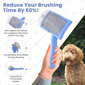Brosse ZJH pour chiens-Brosse démêlante en plastique écologique pour griffonnages et caniches (courbe moyenne) - Product Image 2