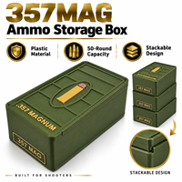 Boîte de rangement pour munitions 357 Magnum, capacité de 50 cartouches, PVC léger, portable, empilable, organisateur de munitions pour cartouches, noir