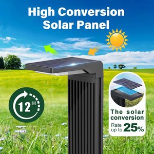 Lampe solaire de jardin Coxseni 60 LED en aluminium, lumière chaude et froide, étanche, pour allée, jardin, terrasse - Product Image 3