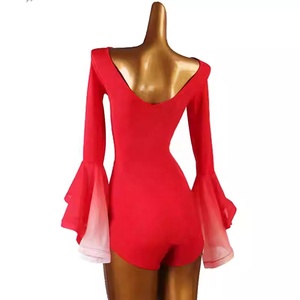 Nouvelle Arrivée Combinaison de Danse Moderne Imprimée à Manches Cloche Fluides, Ceinturée, pour Danse de Salon Standard et Latine, en Spandex/Nylon - Product Image 4
