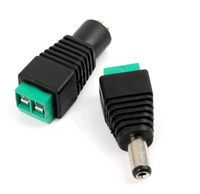 Connecteur DC femelle et mâle 5521 pour lampe LED sans soudure avec alimentation de surveillance, adaptateur de borne verte jusqu'à 24V 5A