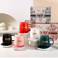 Ensemble chauffe-tasse électrique personnalisé, chauffe-tasse intelligent USB, contrôle de la température, tasse en céramique, cadeau de mariage, cadeau d'entreprise