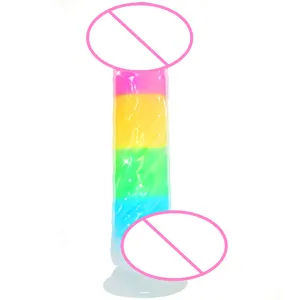 Neonislands brinquedos sexuais para iniciantes, alça de fantasia gelatinosa para ponto G, ventosas anal realistas, vibradores arco-íris transparente para mulheres
