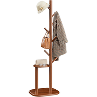 Porte-manteau en bois autoportant avec crochets, organisateur de rangement pour entrée et chambre à coucher - Grande Vente