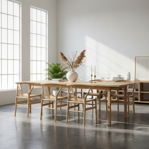 Chaise de salle à manger minimaliste en bois massif avec assise en corde, écologique et durable, pour appartement, maison, salle à manger, restaurant, hôtel - Product Image 1