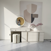 Table de maquillage sur pied en MDF avec miroir pleine longueur, grands tiroirs et tabouret haut de gamme – Fabrication sur mesure