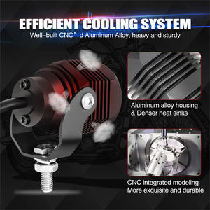 Lampu stang Led sepeda motor, 2 buah lampu kerja dudukan stang Super terang 20W - Product Image 4