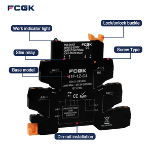 Relé de <span class=keywords><strong>Estado</strong></span> Sólido FCGK 280VAC Slim SSR, Relé de CC a CA 41F-1Z-DA C2, Entrada 5-24V, 1NO 2A/6A, Relé SSR para Riel DIN 220v - Product Image 3