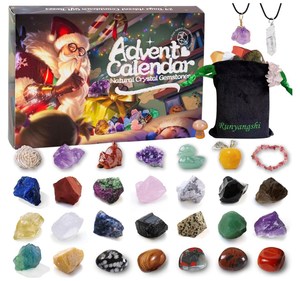 Calendrier de l'Avent avec cristaux de Noël de qualité supérieure avec collection de roches et 24 pierres précieuses de guérison - Product Image 2