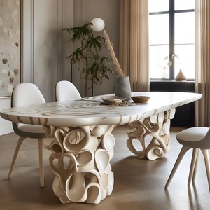 <span class=keywords><strong>Mesa</strong></span> de comedor de madera maciza de diseñador de lujo ligero minimalista de gama <span class=keywords><strong>alta</strong></span> <span class=keywords><strong>mesa</strong></span> de comedor de Villa de lujo sala de exposiciones consola - Product Image 2