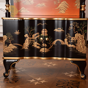 Muebles chinos, gabinete antiguo de madera maciza, gabinetes de esquina de sala de estar pintados a mano, escaparate para exhibición de colección en casa - Product Image 4
