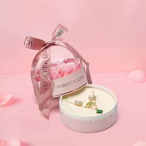 Dokuz güller pembe sabun çiçekler romantik takı hediye paketi kutu sevgililer günü hediye kız hediye kutusu için sevgililer günü - Product Image 2