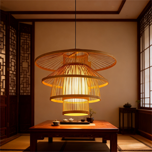 Lampada a ciondolo a gabbia lampadario di bambù luce pendente antico fatto a mano di bambù soggiorno <span class=keywords><strong>in</strong></span> <span class=keywords><strong>legno</strong></span> contemporaneo naturale per il ristorante - Product Image 6