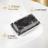 Boîte à sushi avec couvercle transparent, plateau rectangulaire jetable avec coins renforcés pour les nigiri et les makis à emporter, emballage pour la restauration