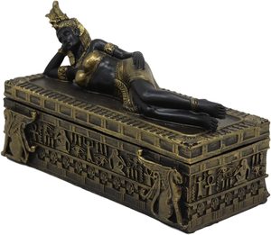 Hermosa Reina del Antiguo Egipto Cleo Patla joyero decorativo pequeña estatua diosa Isis - Product Image 4