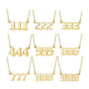 Collier Diable en Acier Inoxydable avec Pendentifs Chiffres 111 222 333 444 555 777 888 999 666 – Bijoux Minimalistes - Product Image 1