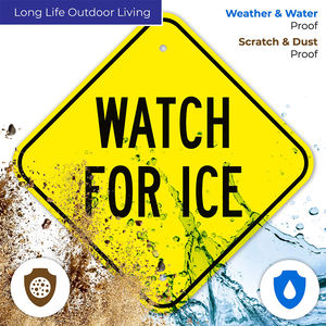 في الهواء الطلق 12 بوصة الألومنيوم للماء عالية الانعكاس الأصفر على شكل الماس الشتاء زلقة علامة تحذير الطريق - Product Image 3