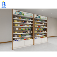 Présentoir de médicaments au design moderne pour la vente au détail panneau à fente crochet vitrine pharmacie magasin décoration intérieure design