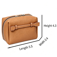 Pochette de maquillage miniature en cuir PU de luxe personnalisée, pochette cosmétique minimaliste de voyage pour femmes, pochette à main portable, organiseur de toilette