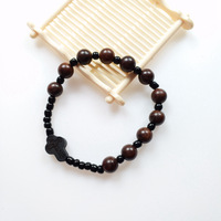 Hot Vintage Perle En Bois Chapelet Bracelet En Bois Croix Pendentif Péruvien Noeud Voiture Suspendu Chapelet Bracelet