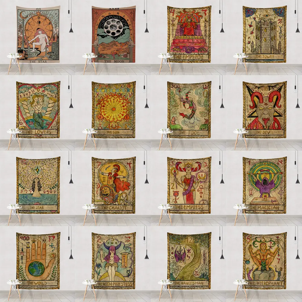 Vintage hängende Dekoration Wohnzimmer Miete Zimmer Wand dekoration Böhmischer Hippie Wandbehang Mond Tarot Wandteppich