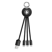 Cable de Carga USB Múltiple Portátil para Llavero, Cable de Carga Rápida 3 en 1 con Logotipo Iluminado, Compatible con Tablets, iPhone y Galaxy