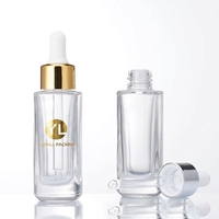 Lot de 6 fioles compte-gouttes en verre avec compte-gouttes or rose, bouteilles plates et carrées, vente en gros, 10ml, 15ml, 30ml