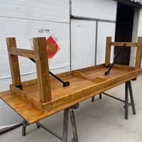 Offre Spéciale de style français rustique antique vintage en bois de chêne banquet ferme cuisine table mariage pliant ferme table à manger ensemble