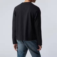 T-shirts pour hommes de haute qualité, 100% coton, manches longues, coupe ample, unis, blancs, col rond, épaules tombantes