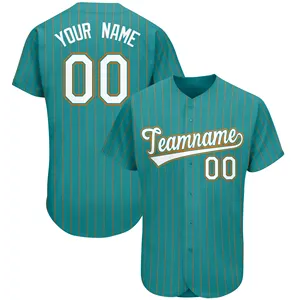 Custom Logo Plain Baseball Jersey Button Up Streep Shirts Polyester Sport Jersey Baseball Wear Uniformen Voor Volwassenen Kids