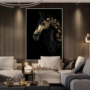 Arte Murale Moderna di Lusso con <span class=keywords><strong>Cavallo</strong></span> in Foglia d'Oro Lucida, Decorazione per la Casa con Animali, Poster su Tela con Cornice, <span class=keywords><strong>Foto</strong></span> Stampata - Product Image 5