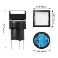 Sakelar Tombol Tekan Persegi Panjang LA16, 5 Warna, Momentary Latching, 3Pin 5Pin, Berlampu / Tanpa Lampu