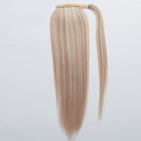 Extensions de queue de cheval 100% cheveux humains, à nouer avec un ruban, postiches lisses à clipser pour femmes