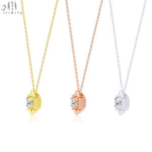 Collier pendentif hexagonal miniature en or rose 18 carats massif, serti d'un diamant naturel, style tendance, bijoux fins exclusifs pour femme, idéal pour un cadeau. - Product Image 3