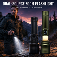 Lampe torche LED rechargeable à zoom haute puissance, longue portée, tactique, avec allume-feu, lentille en alliage d'aluminium, lanterne de camping