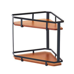 Japanese Style <b>Kitchen</b> <b>Storage</b> Rack Multi Layer Corner Triangular Bamboo Wood Shelf For Seasonings Spice Racks - Product Image 3