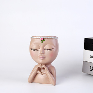Maceta con Forma de Cara Humana, Diseño de Chica de Dibujos Animados, <span class=keywords><strong>para</strong></span> Suculentas, Decoración <span class=keywords><strong>para</strong></span> Jardín, Patio, Interiores y <span class=keywords><strong>Exteriores</strong></span> - Product Image 6