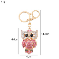 Porte-clés pour femmes, porte-clés en métal avec hibou en cristal incrusté de diamants, vente en gros auprès des fabricants, convient comme petits cadeaux