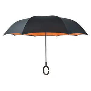 防紫外线防水防风防雨伞男女倒立倒立伞，带C形手柄