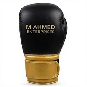 Gants de boxe M Ahmed Enterprises 16 oz noirs et dorés pour l'entraînement et le sparring unisexe - Product Image 2