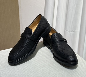 Mocasines de Piel de Avestruz Premium para Hombre, Zapatos de Vestir Negros para Negocios y Uso Diario - Product Image 2